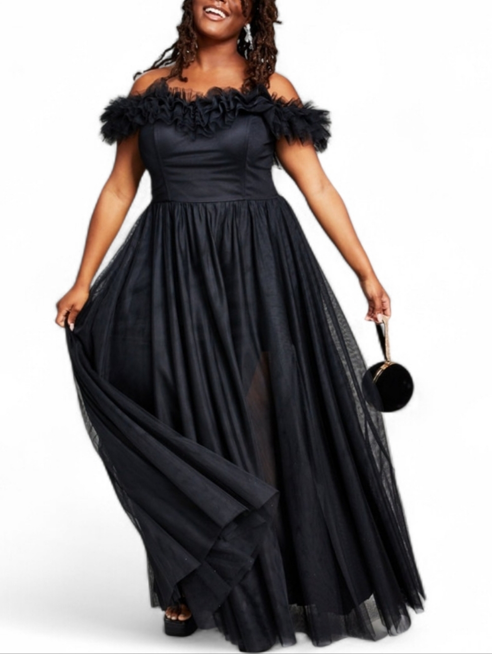 City StudiosTrendy Plus Size Tulle-TrimOff-The-Shoulder Gown NWT